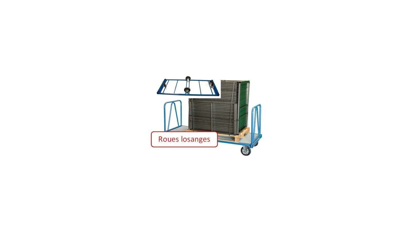 Chariot industriel pour charges lourdes 1600 x 800 mm 1200 kg