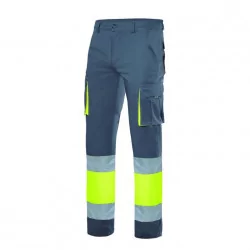 Pantalon stretch bicolore multipoches haute visibilité