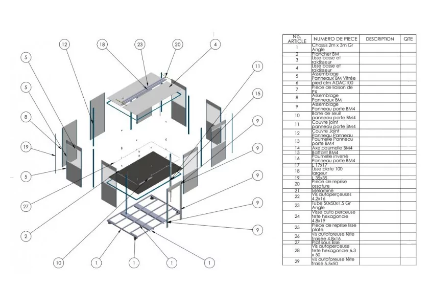 Cabine 3 x 3 palettisable