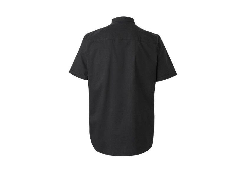 Chemise col mao stretch homme - Manches courtes - Noir