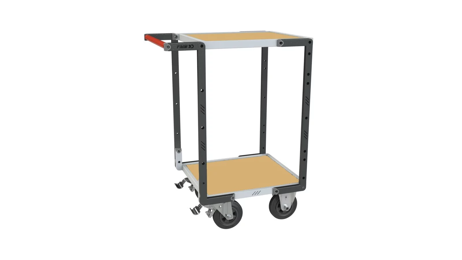 Servante flat-pack 2 plateaux bois médium, 400 kg