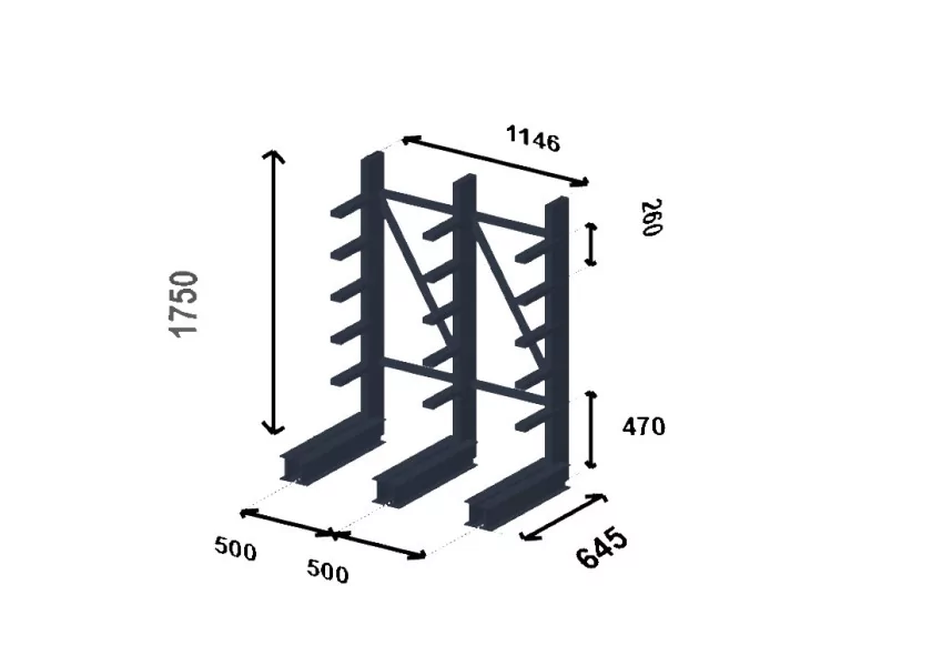 Cantilever stockage de charge longue - Croquis.