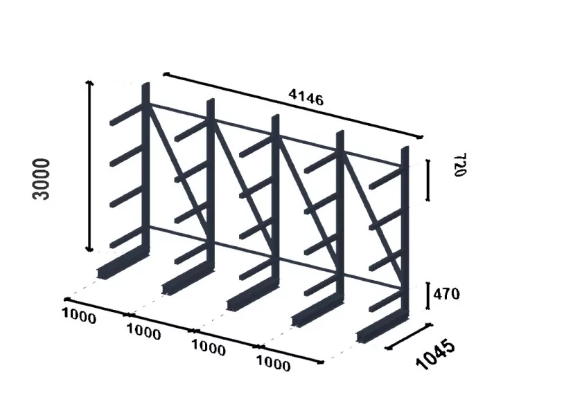 Rayonnage Cantilever léger - Croquis d'implantation