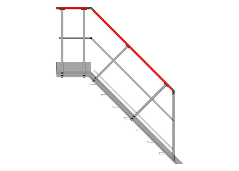 Escalier à palier inclinaison 45°