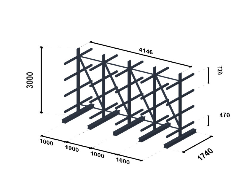 Rayonnage Cantilever léger double - Croquis