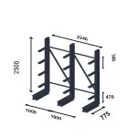 Plan Cantilever semi-lourd simple face - Prof. 500 mm