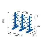 Plan Cantilever semi-lourd double face - Prof. 500 mm