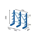 Plan Cantilever semi-lourd simple face - Prof. 600 mm