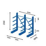 Plan Cantilever semi-lourd simple face - Prof. 800 mm