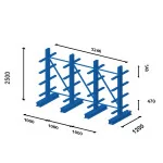 Plan Cantilever semi-lourd double face - Prof. 500 mm