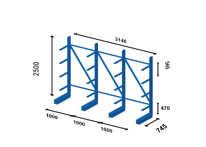 Plan Cantilever léger simple face - Prof. 500 mm