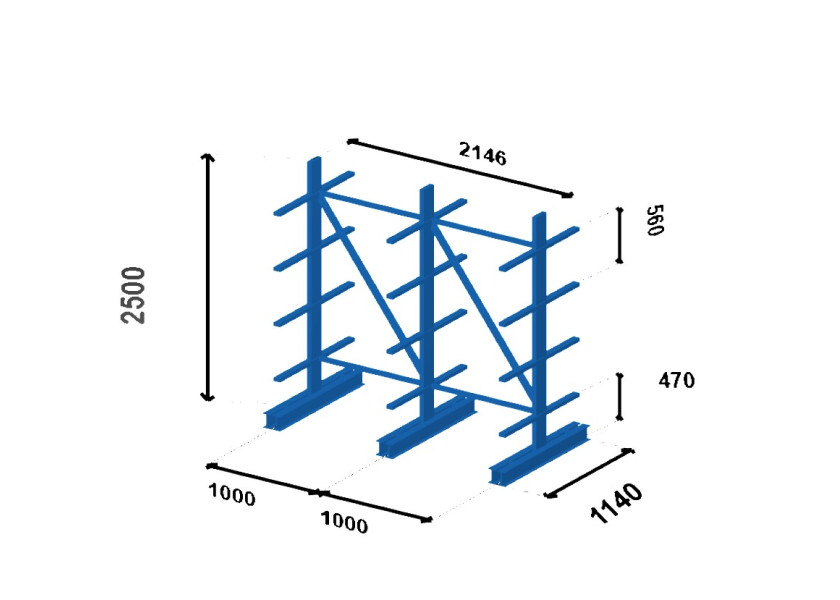 Plan Cantilever léger double face - Prof. 500 mm