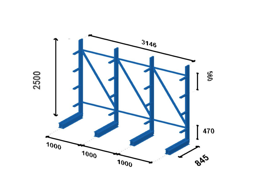 Plan Cantilever léger simple face - Prof. 600 mm