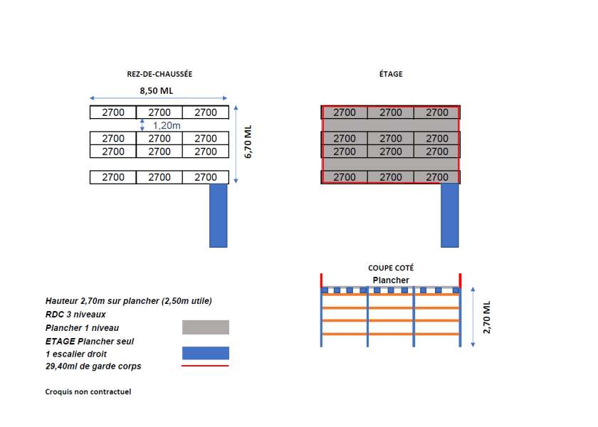 Plateforme sur rayonnage 57 m²