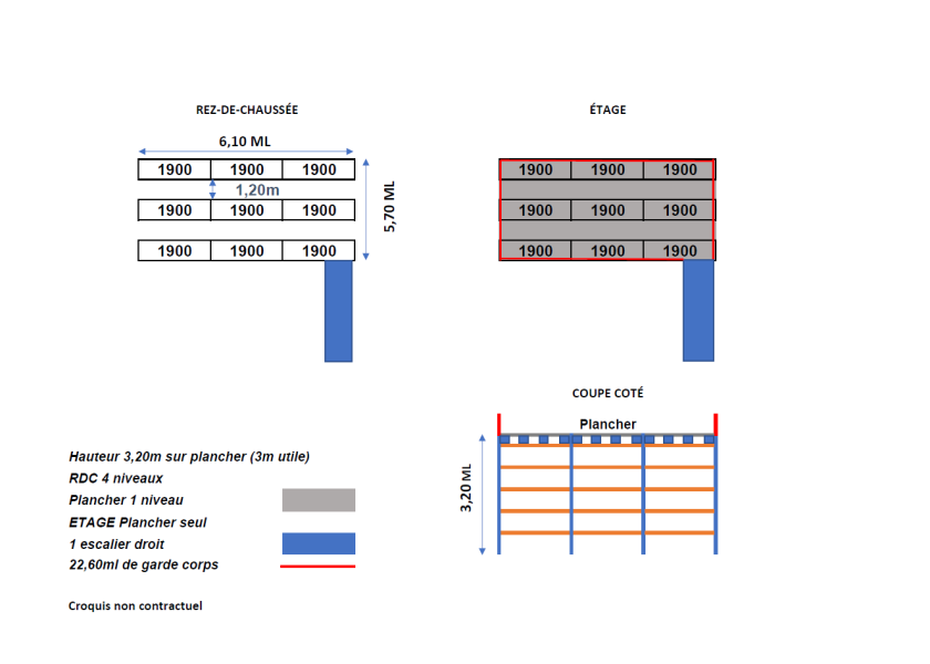Plateforme sur rayonnage 35 m²