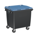 Poubelle Voirie 1000 Litres anthracite / couvercle bleu