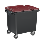 Poubelle Voirie 1000 Litres anthracite / couvercle grenat