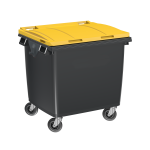Poubelle Voirie 1000 Litres anthracite / couvercle jaune