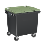 Poubelle Voirie 1000 Litres anthracite / couvercle vert