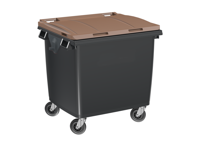 Poubelle Voirie 1000 Litres anthracite / couvercle marron