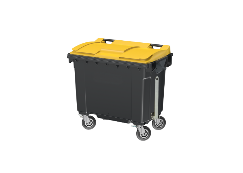 Bac 660 L avec attelage - Couvercle jaune