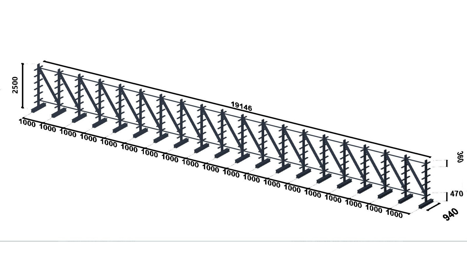 Plan d'implantation Rayonnage cantilever léger
