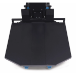 Solution de manutention industrielle avec diable à chenilles motorisées. Plateau réglable en largeur de 600 à 720 mm.