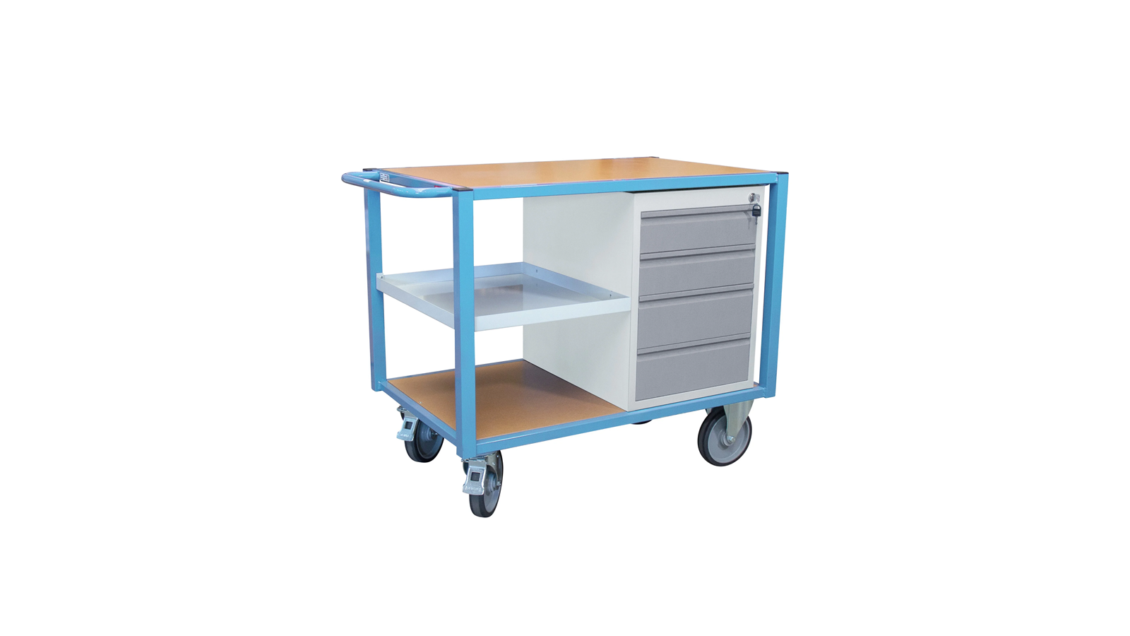Servante d'atelier équipée 1 bloc tiroirs et 1/2 plateau tôle 500 kg