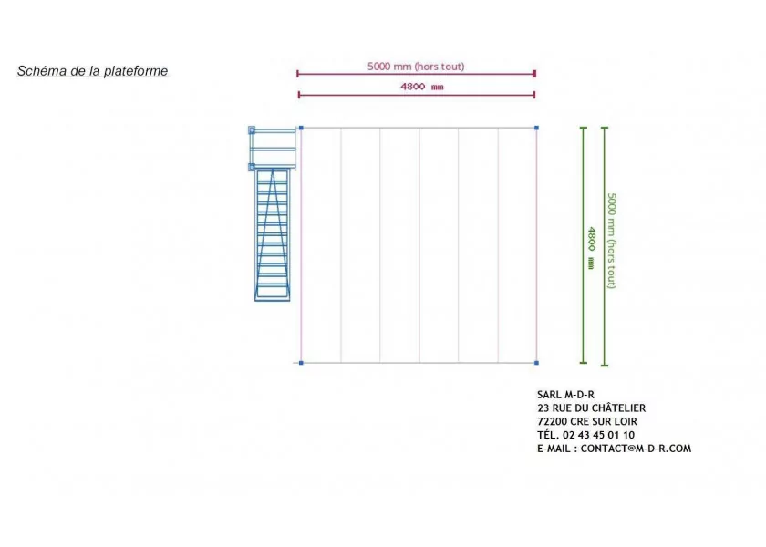 Plate-forme industrielle de 25 m² - 250 kg/m²
