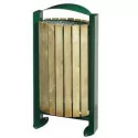 Corbeille façade bois sur pied 60L - ARKEA : Couleurs:Vert mousse RAL 6005