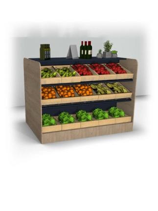 Gondole fruits et légumes avec habillage bois à 0,00 € HT